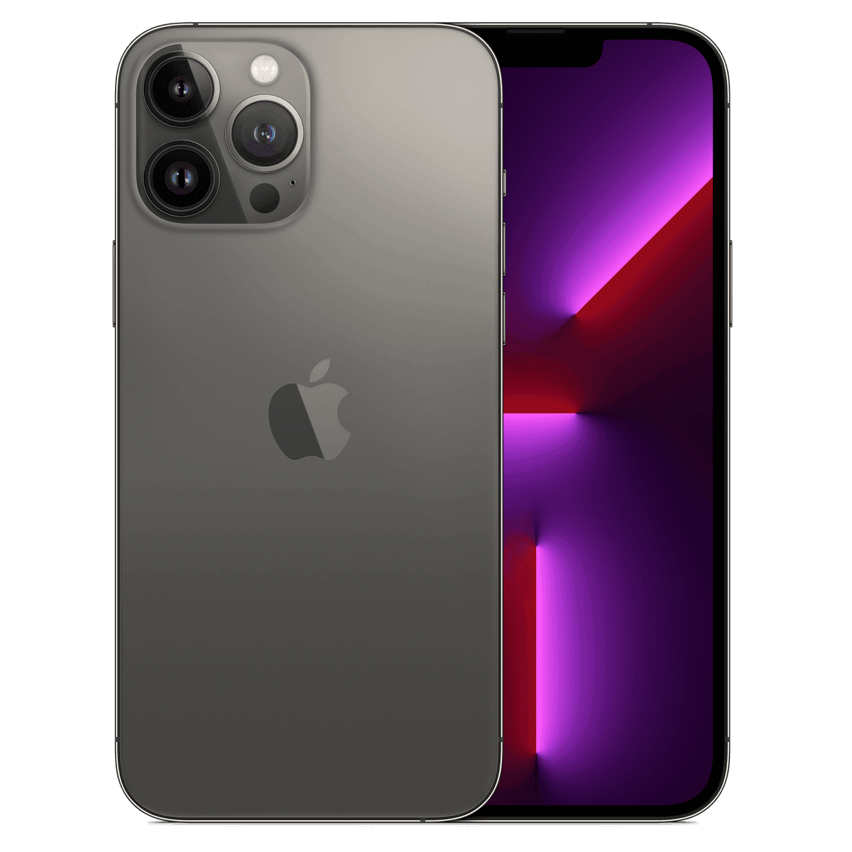 گوشی Apple iPhone 13 Pro Max رنگ گرافیتی از نمای پشت و جلو؛ تصویر رسمی اپل
